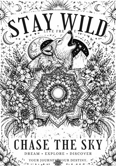 Celestial Wolf Coloring Book cover preview